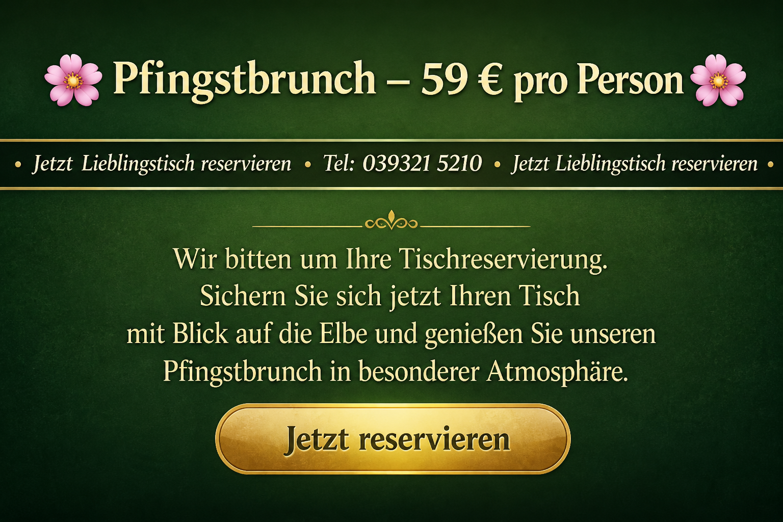 Pfingstbrunch – 59 € pro Person – Jetzt reservieren